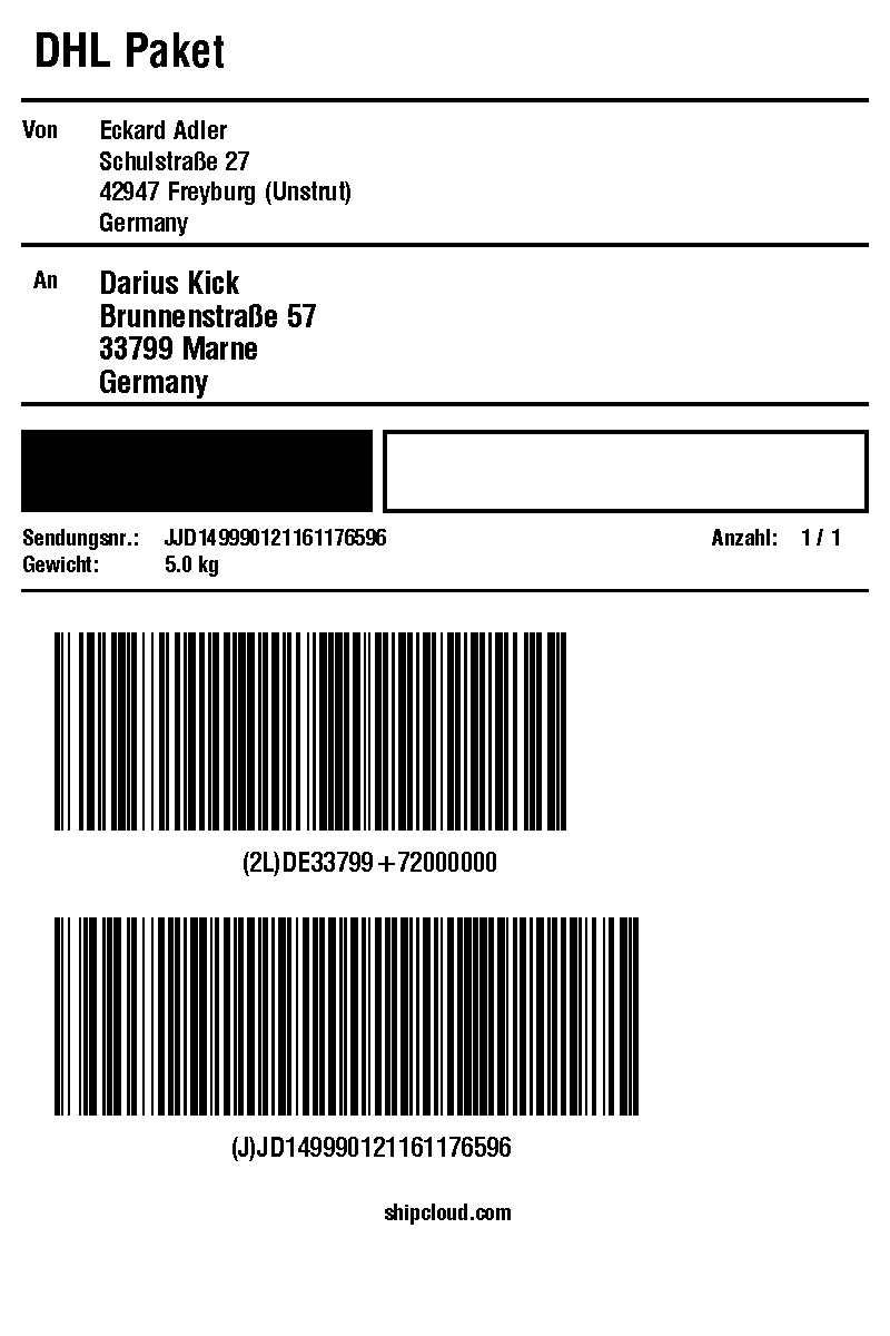 DHL JJD Long Label Example