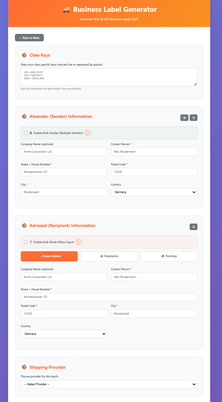 Legacy Interface - Main